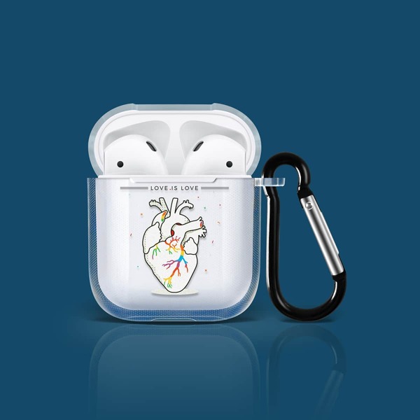 

Heart Print Airpods Case, Clear