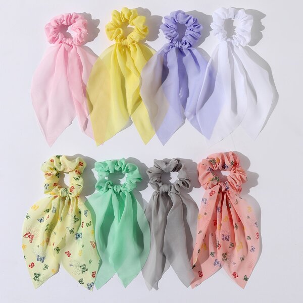 

8pcs Scarf Hair Tie, Multicolor