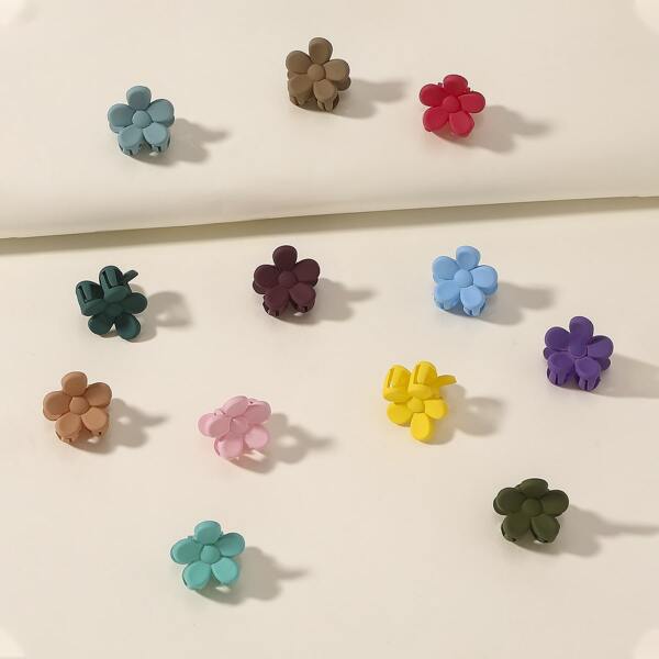 

12pcs Flower Shaped Hair Claw, Multicolor