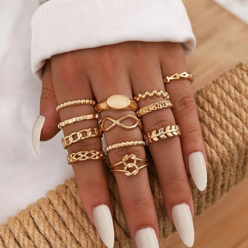 

12pcs Chain Decor ring, Gold