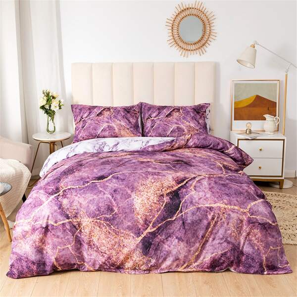 

Marble Pattern Duvet Cover Set Without Filler, Multicolor