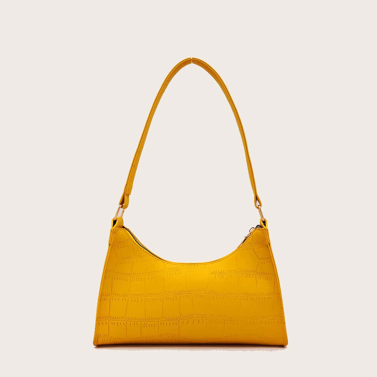 

Croc Embossed Baguette Bag, Yellow