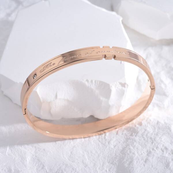 

Men Rhinestone Detail Bangle, Rose gold