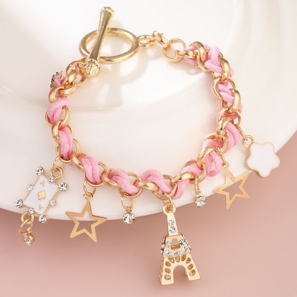 

Girls Star Charm Bracelet, Pink