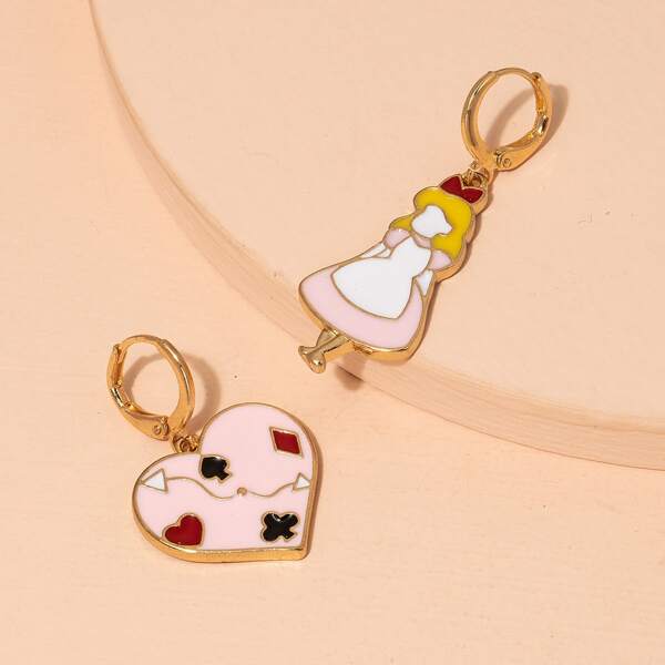 

Figure & Heart Drop Earrings, Multicolor