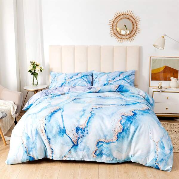 

Marble Pattern Duvet Cover Set Without Filler, Multicolor