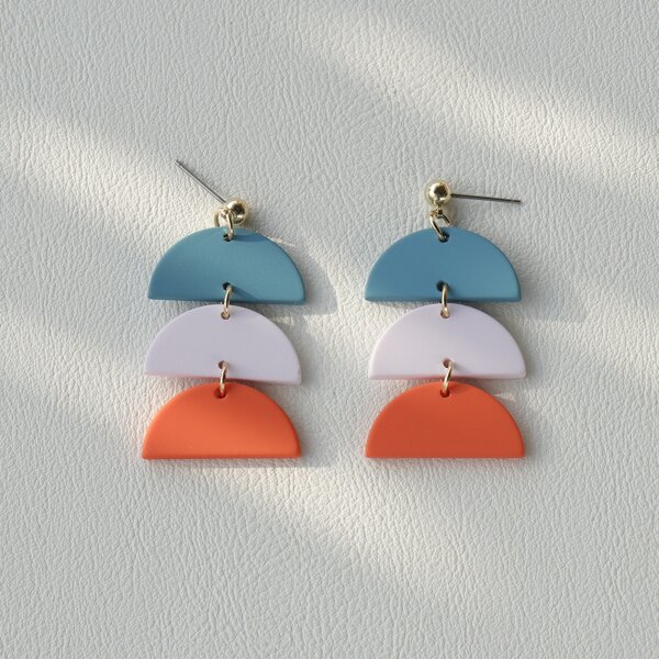 

Color Block Geometric Drop Earrings, Multicolor