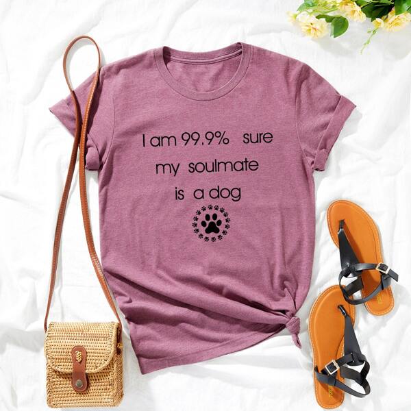 

Plus Slogan Graphic Tee, Mauve purple