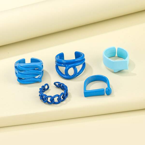 

5pcs Hollow Out Ring, Blue