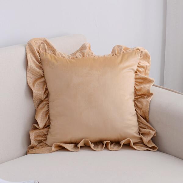 

Ruffle Trim Cushion Cover Without Filler, Khaki