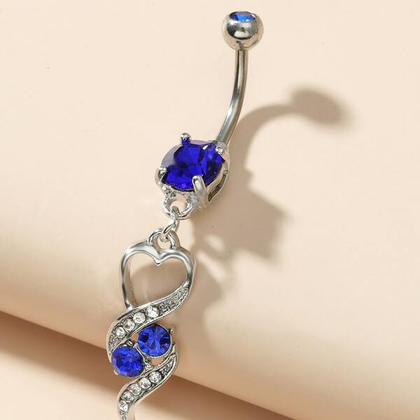 

Rhinestone Decor Navel Belly Ring, Blue