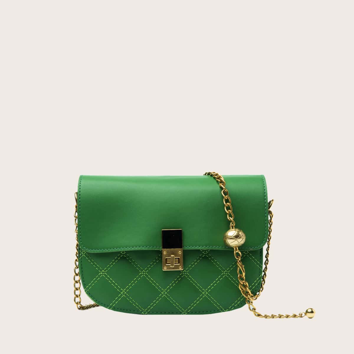 

Quilted Chain Crossbody Bag, Green