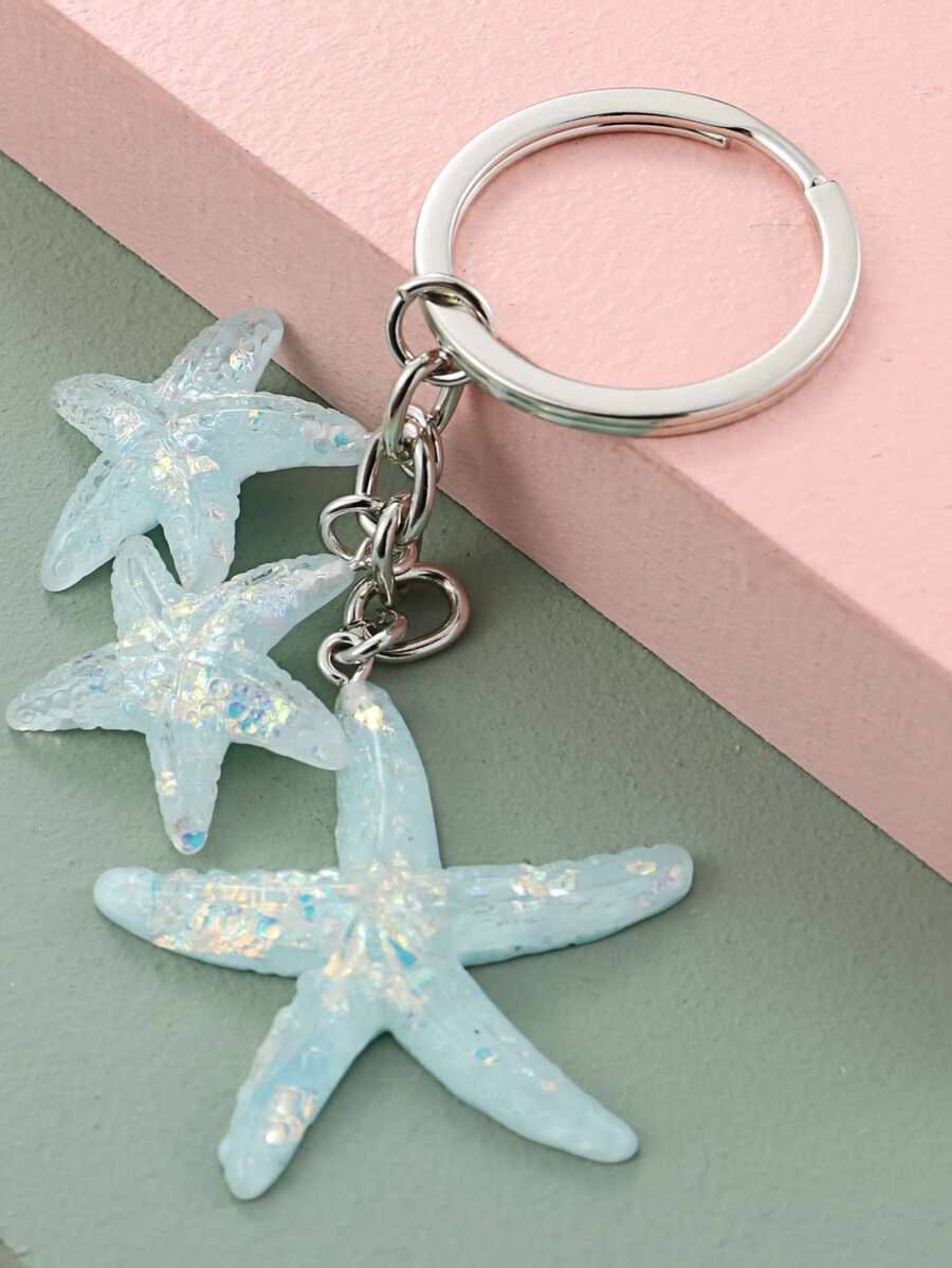 Llavero Con De Estrella De Mar - Celeste - Ver 1