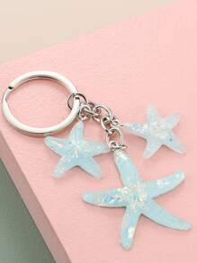 Llavero Con De Estrella De Mar - Celeste - Ver 2