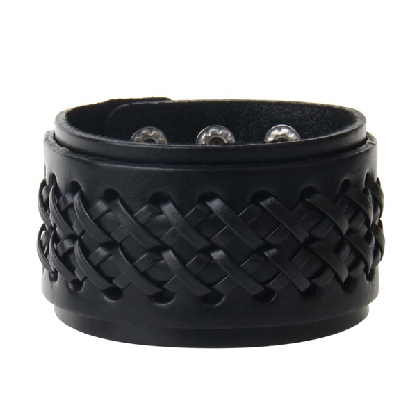 

Men Braided PU Bracelet, Black