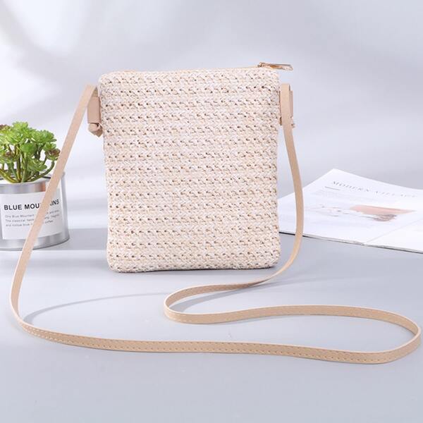 

Minimalist Straw Bag, Beige