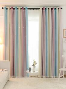 兒童雙層網紗單片窗簾 - 彩色 - 查看 1