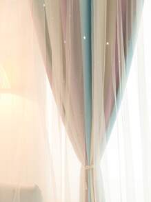 兒童雙層網紗單片窗簾 - 彩色 - 查看 2