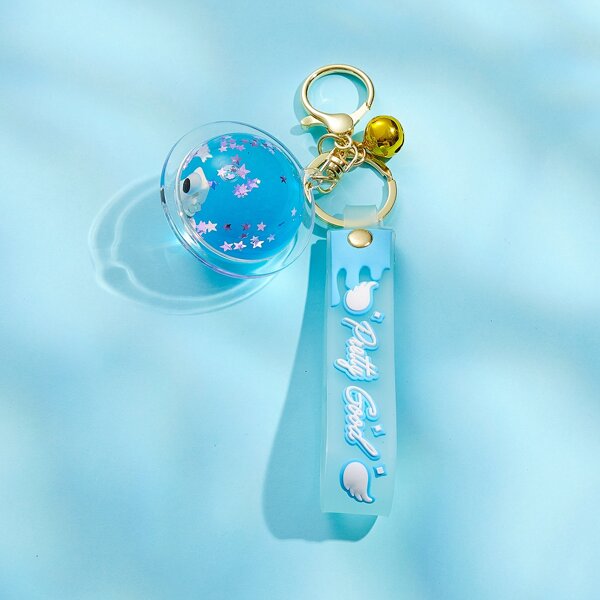 

Bell Charm Keychain, Blue