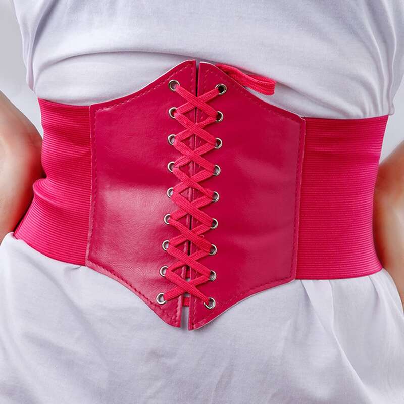 

Lace-up Corset Belt, Hot pink