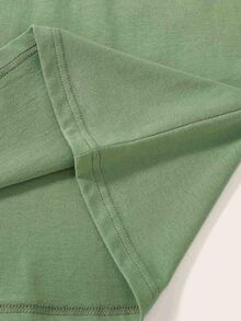 Penguin Print Crew Neck Tee - Green - View 3