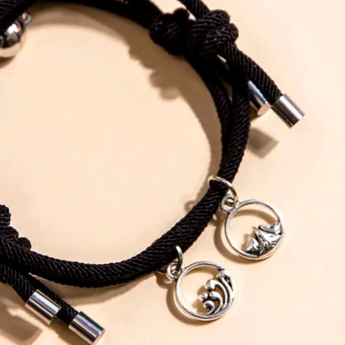 

2pcs Knot Couple Bracelet, Black