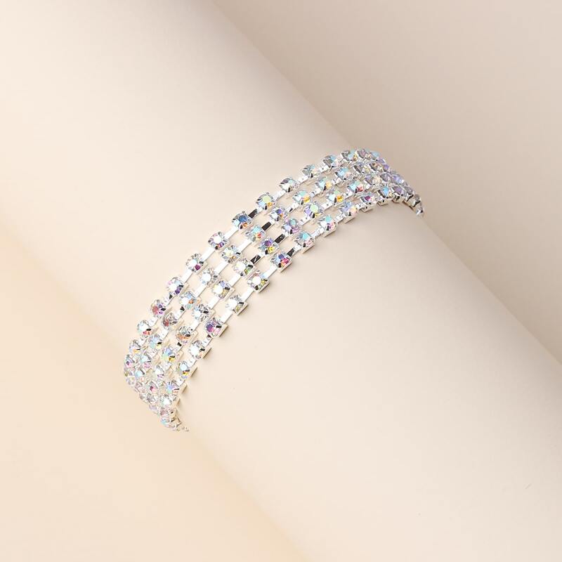 

Rhinestone Charm Bracelet, Silver
