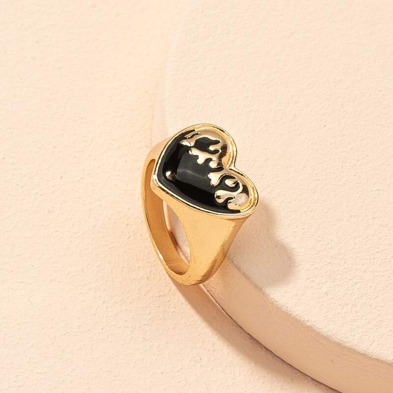 

1pc Heart Decor Ring, Gold