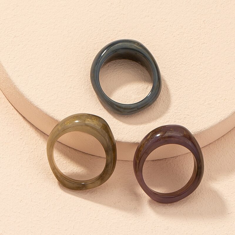 

3pcs Resin Ring, Multicolor