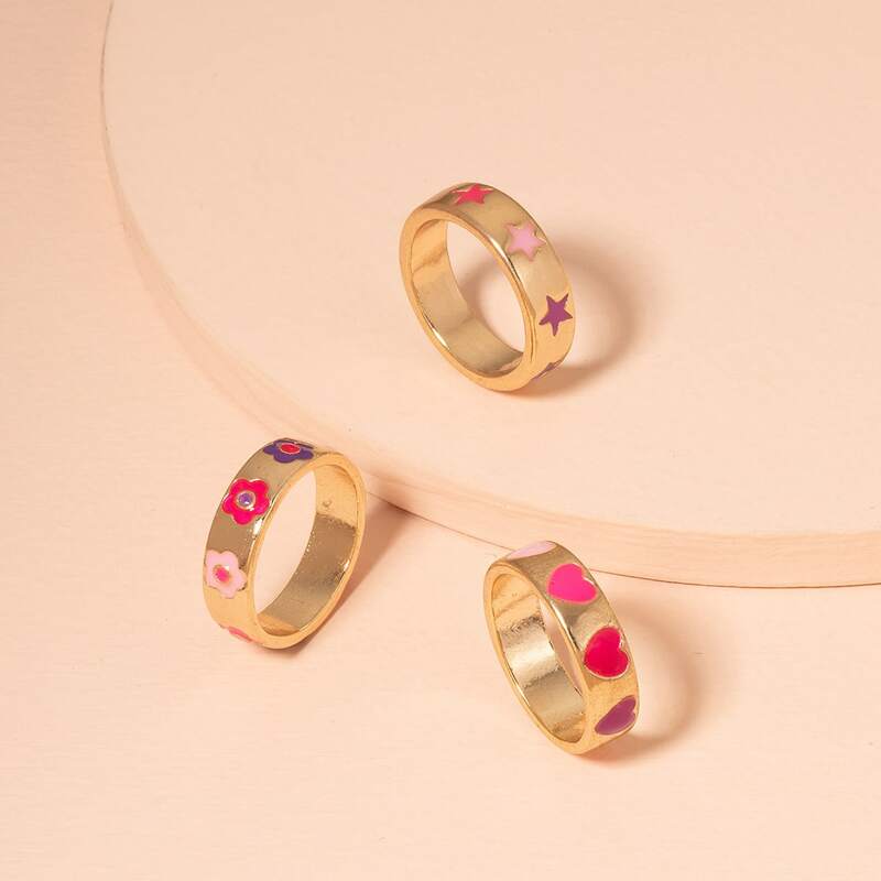 

3pcs Floral Decor Ring, Multicolor