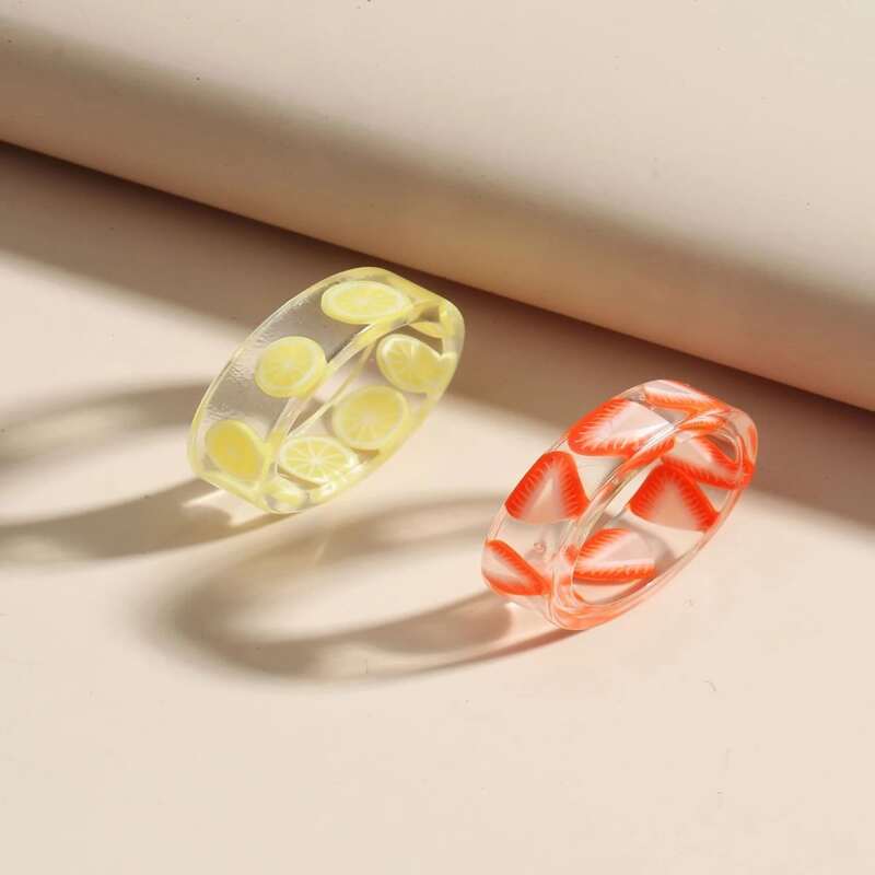 

2pcs Fruit Clear Ring, Multicolor