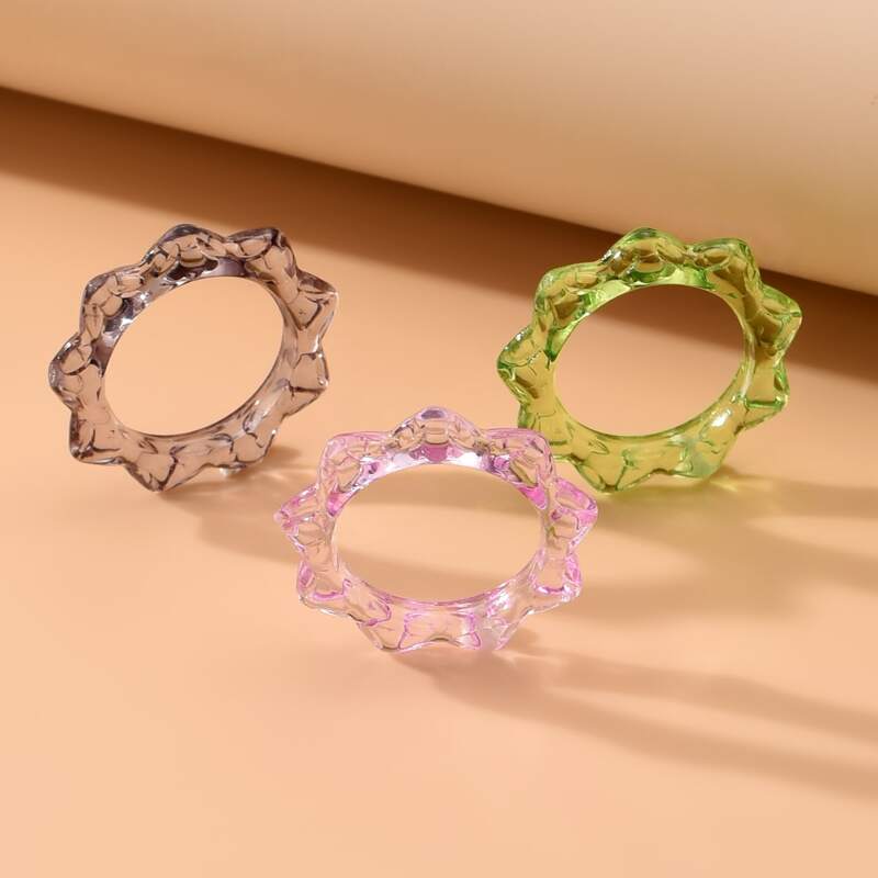 

3pcs Resin Ring, Multicolor