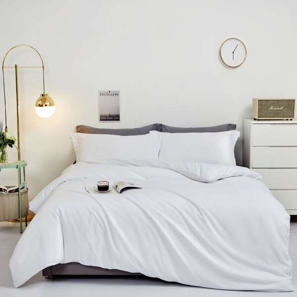 

Solid Color Duvet Cover Set Without Filler, White