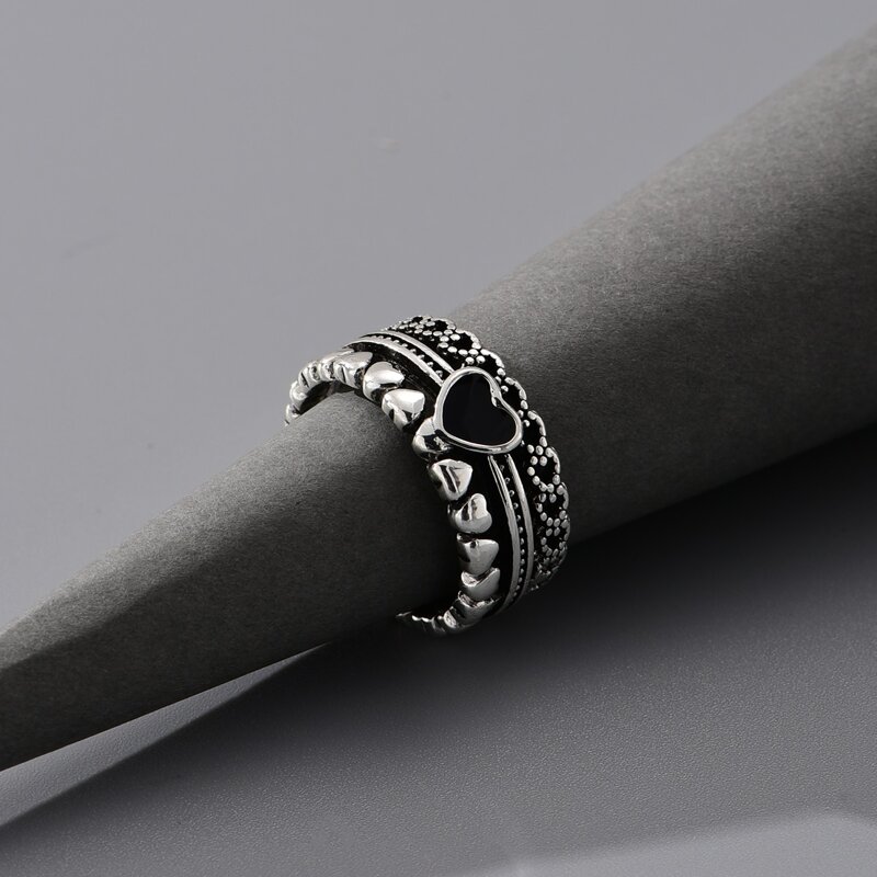 

Heart Decor Ring, Antique silver