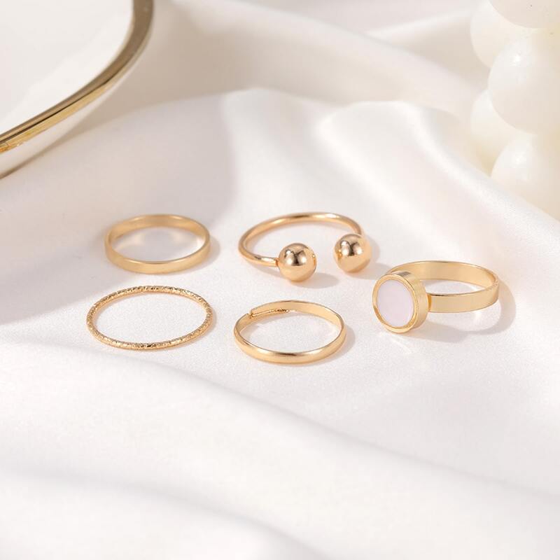 

5pcs Geo Decor Ring, Gold