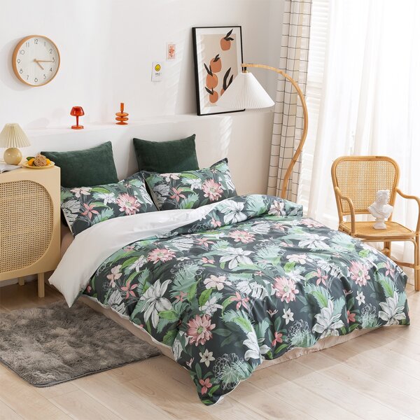 

Floral Pattern Duvet Cover Set Without Filler, Multicolor