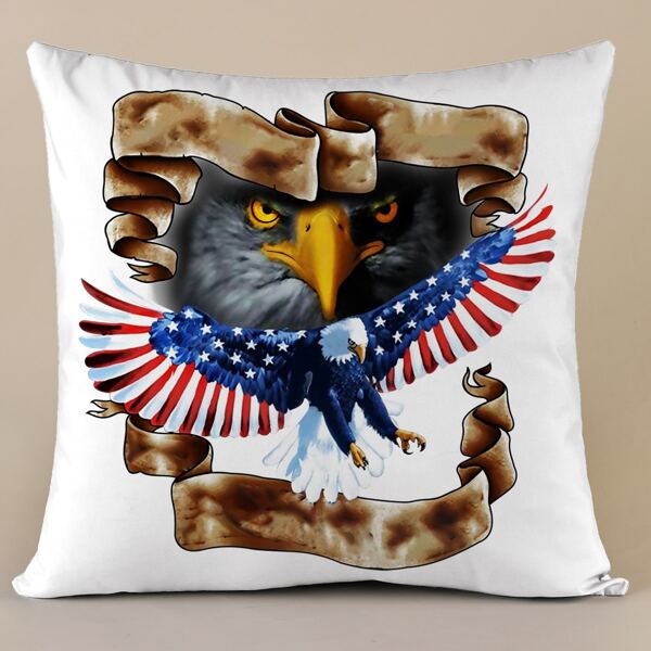 

Eagle Print Cushion Cover Without Filler, Multicolor