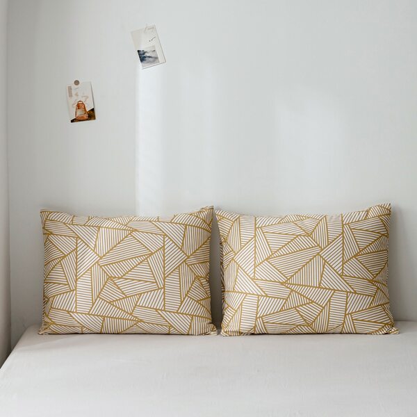 

1pair Geometric Pattern Pillowcase Without Filler, Yellow
