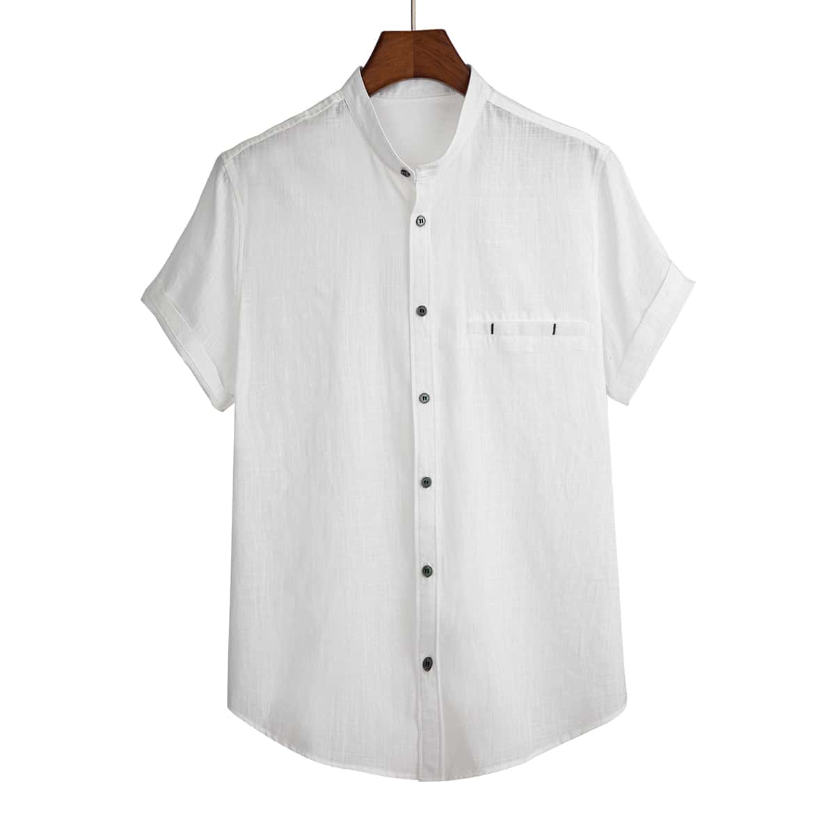 

Guys Solid Button Front Shirt, White