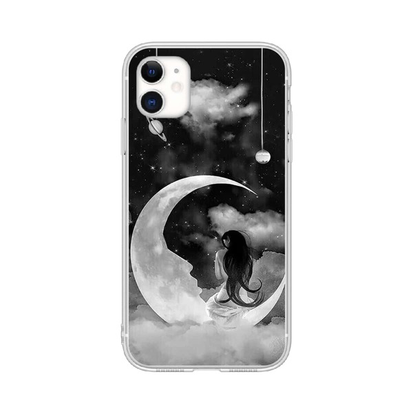 

Moon & Girl Print Phone Case, Multicolor