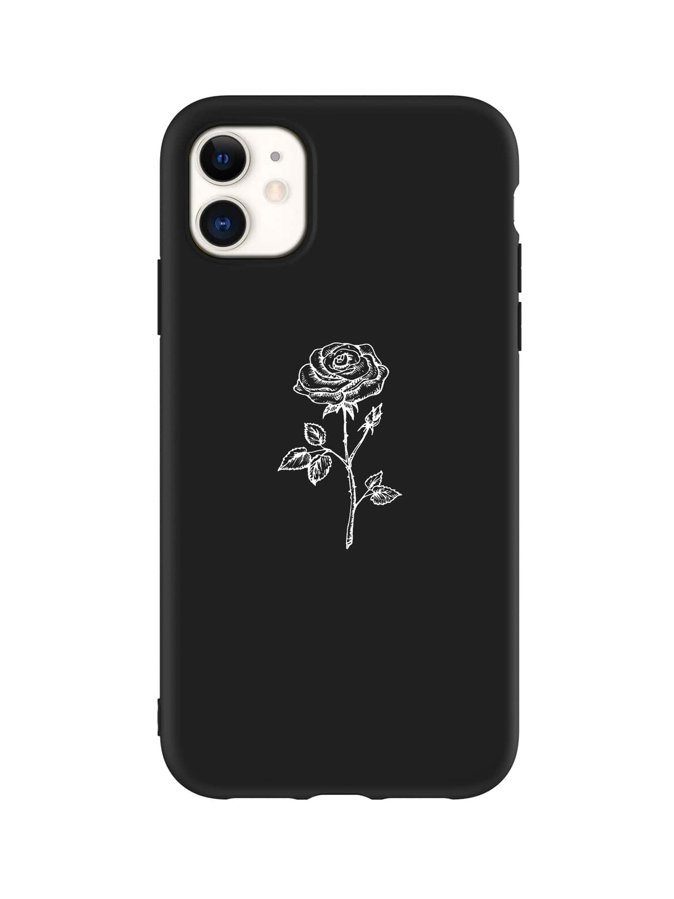 Rose Print Phone Case - Black - View 1