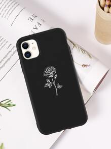 Rose Print Phone Case - Black - View 2