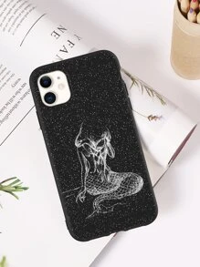Mermaid Print Phone Case - Black and White - View 2