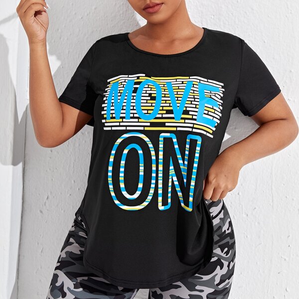 

Plus Letter Graphic Sports Tee, Black