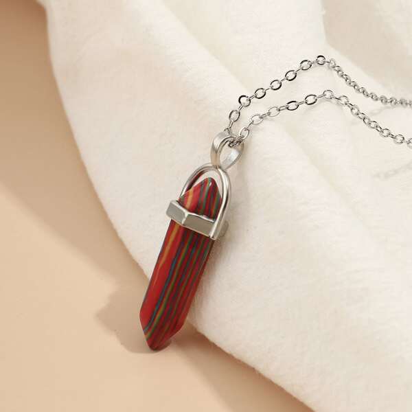 

Geometric Charm Necklace, Burgundy