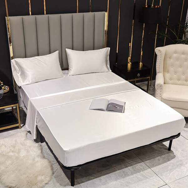 

Plain Satin Sheet Sets Without Filler, White