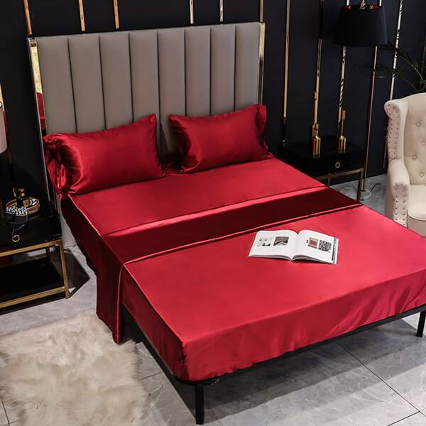 

Plain Satin Sheet Sets Without Filler, Burgundy
