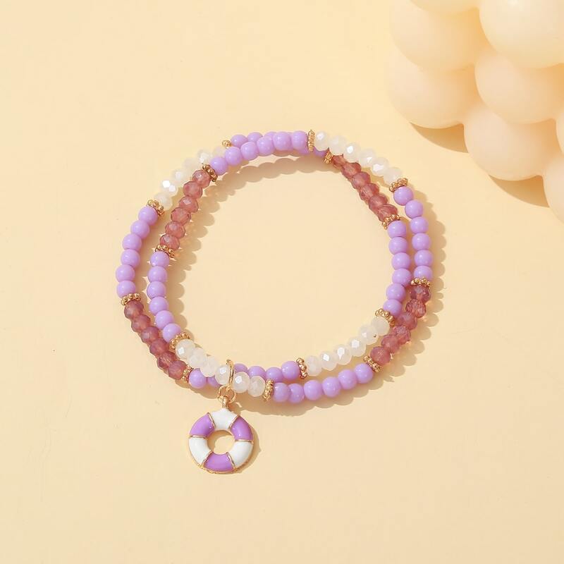

1pc Crystal Decor Beaded Bracelet, Purple