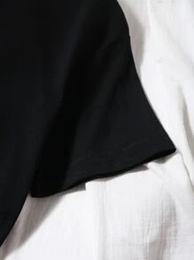 SHEIN LUNE Plus Slogan Graphic Tee - Black - View 3