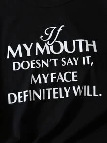 SHEIN LUNE Plus Slogan Graphic Tee - Black - View 4